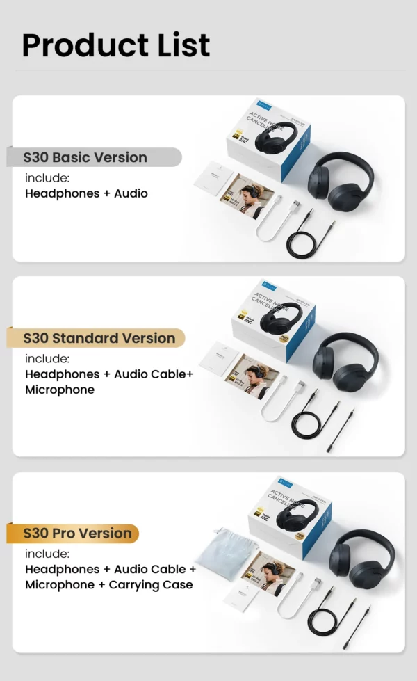 HAYLOU-Casque sans fil S30, Bluetooth 5.4, 43dB, écouteurs adaptatifs antibruit, ensembles de sauna, pilote 40mm, 80H de lecture – Image 34