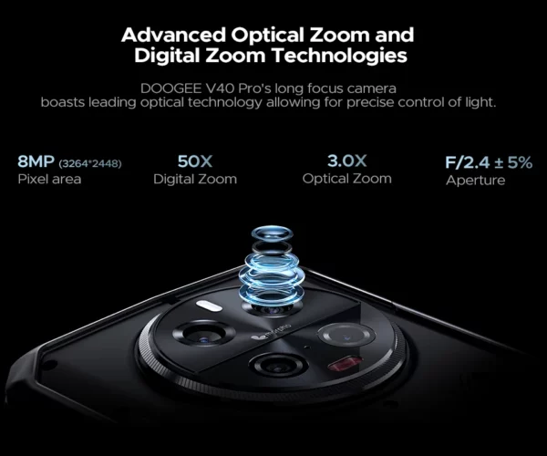 DOOGEE V40 Pro 5G téléphone robuste 6.78 "16GB + 512GB téléphones de jeu dimension 7300 200MP AI caméra 8680mAh Android 14 – Image 25