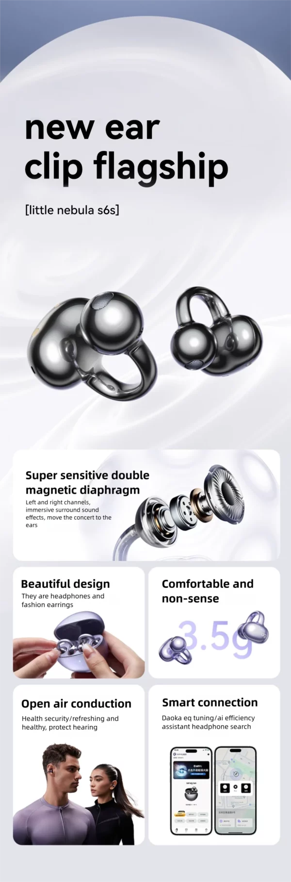 Sanag S6S pince gratuite écouteur à oreille ouverte son 3D casque Bluetooth OWS Sport casque sans fil choix Flash-vente cadeau écouteurs – Image 26