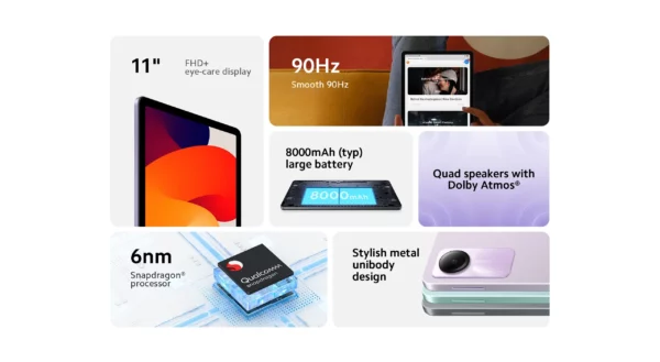 Xiaomi-Tablette Redmi Pad SE, Mi, Snapdragon, Version globale®Hautréusde façade 680 Dolby Atmos®Écran de 11 Pouces, 90Hz, 8000mAh – Image 14