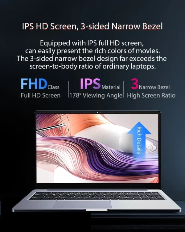 Ordinateur portable Ultrabook Metal Game, ordinateur portable, Max RAM 64 Go, Max 4 To SSD, 2.4G, 5.0G, Bluetooth, AMD Ryzen 7 5700U, Windows 10 11 – Image 13