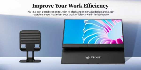 VEOUT Ultra-mince 1920x1080P IPS affichage USB-C/HDMI FreeSync béquille pour les jeux voyage bureau utilisation 13.3 pouces moniteur Portable – Image 12