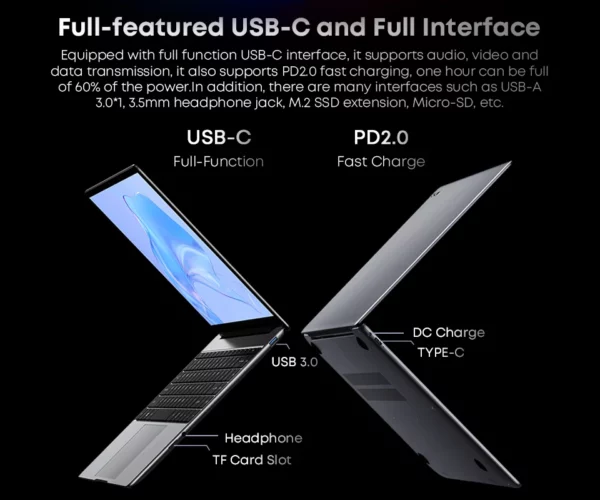 CHUWI CoreBook X Intel Core i5 12450H ordinateur portable de jeu 14 pouces 2160x1440 résolution 16GB RAM 512GB SSD WiFi6 Windows 11 ordinateur PC – Image 23