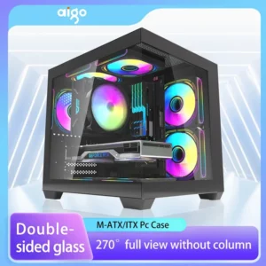 Aigo 275P boîtier PC vue sur la mer salle ordinateur de jeu ordinateur de bureau M-ATX ITX carte mère Double face verre trempé PC Gamer armoire