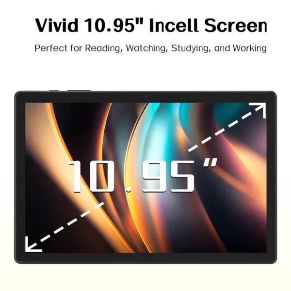 ANRY 10.95 pouces HD tablette Android 15 12GB RAM 128 ROM 2.4G/5G WiFi T606 octa-code 8000mAh tablettes Android avec étui – Image 3