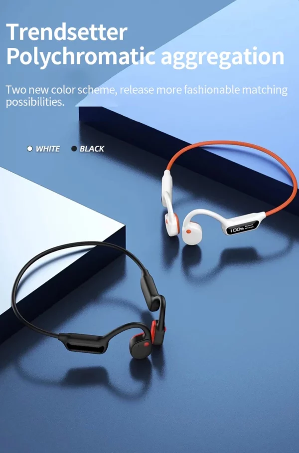 Écouteurs à Conduction osseuse, Bluetooth, sans fil, étanche IPX8, lecteur MP3, Hifi, crochet d'oreille, casque avec micro, pour la natation – Image 37
