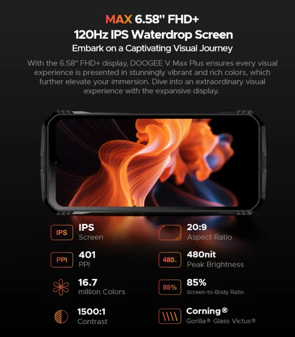 Version mondiale DOOGEE V Max Plus téléphone robuste 6.58 "120Hz affichage 16GB 512GB 200MP AI caméra 22000mAh effet d'éclairage Android 14 – Image 50