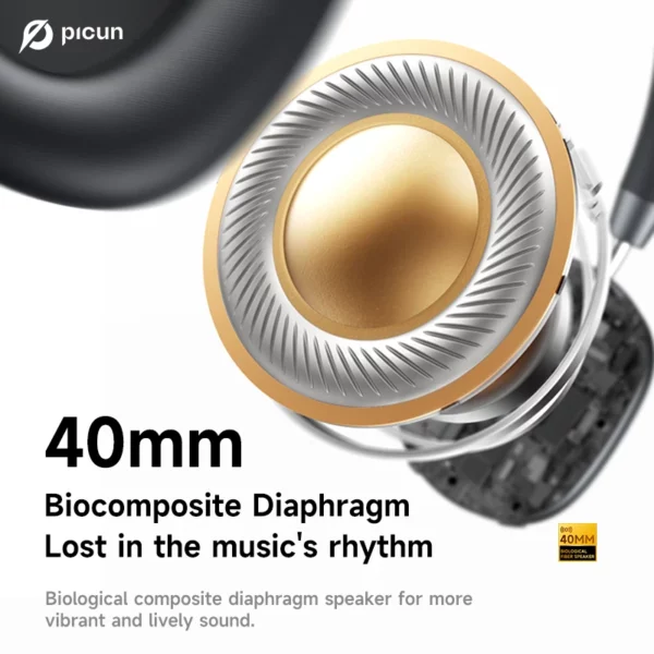 Picun F5 ANC casque sans fil Bluetooth 5.3 haute résolution Audio sur l'oreille casque 25dB annulation de bruit adaptative écouteurs 50H – Image 4
