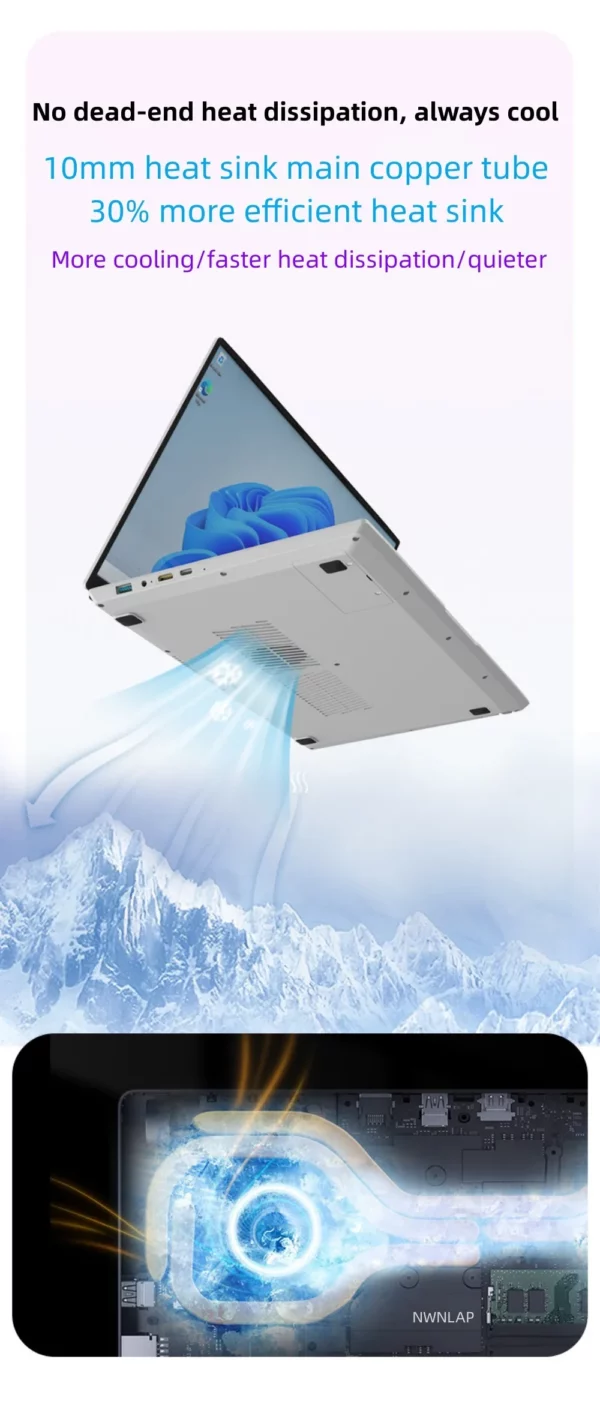 Ordinateur portable avec processeur Intel N100, écran tactile IPS, 4 cœurs, 4 fils, 3.4GHz, 15.6 pouces, IPS 2K, écran étroit à quatre côtés, 7 pouces – Image 18