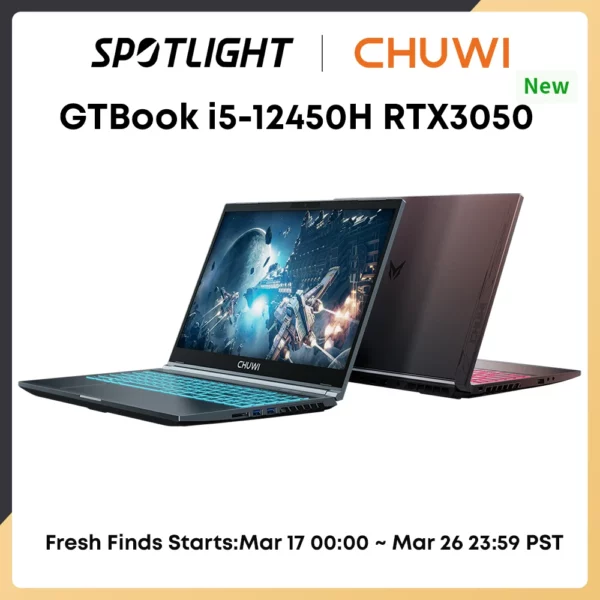 World Premier CHUWI GTBook i5-12450H RTX 3050 ordinateur portable de jeu 15.6 pouces écran FHD 16GB RAM 512GB SSD corps métallique ordinateur portable dédié – Image 7