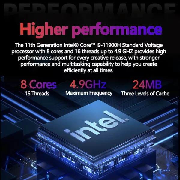 Ordinateur portable de jeu 16 pouces Intel Core I9-11900H 32 go RAM 2 to SSD déverrouiller par empreinte digitale 8 cœurs 16 fils Wifi6 HD caméra DDR4 ordinateur – Image 3