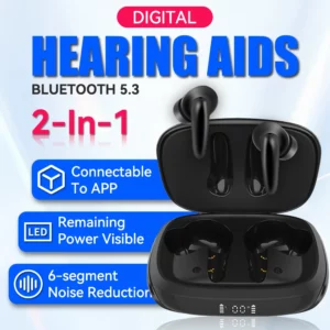 Aides auditives OTC rechargeables, aides auditives Bluetooth pour personnes âgées avec application intelligente, appel iOS/Android, qualité sonore authentique