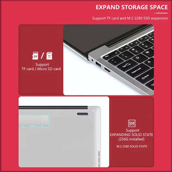 Ordinateur portable de travail de bureau commercial Celeron N4000 Windows 11 Pro de 14 pouces - 8 Go de RAM MAX 1 To SSD - WiFi 2,4 G et 5,0 Go, Bluetooth – Image 3