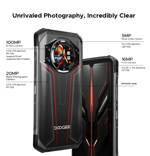 Doogee-Téléphone robuste S119, écran IPS FHD + 6.72 ", 8 Go, 512 Go, caméra principale AI 100MP, batterie 10200mAh, 33W, Android 14, NDavid, première mondiale – Image 34
