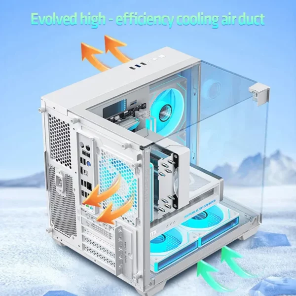 AOC CG389 Gaming MATX boîtier pour ordinateur de bureau châssis d'ordinateur boîtier de pièce vue sur la mer Support en verre incurvé 5 positions de ventilateur 240 refroidissement par eau – Image 6