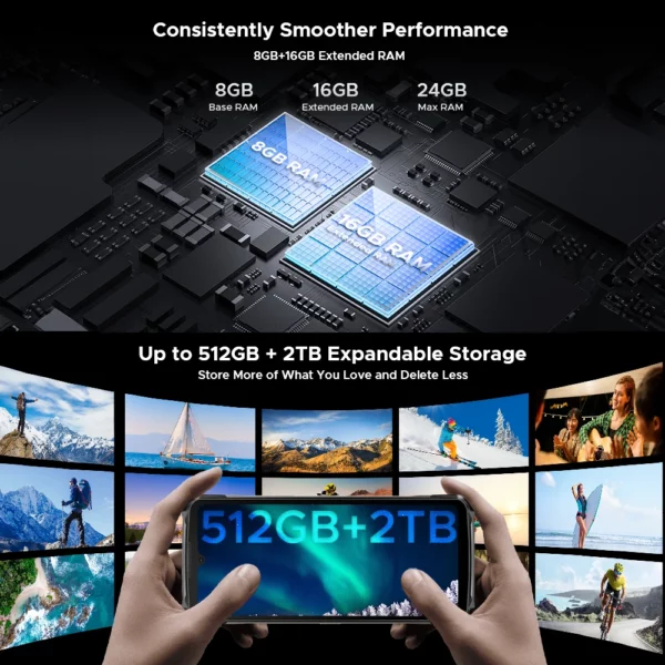Doogee-Téléphone robuste S119, écran IPS FHD + 6.72 ", 8 Go, 512 Go, caméra principale AI 100MP, batterie 10200mAh, 33W, Android 14, NDavid, première mondiale – Image 5