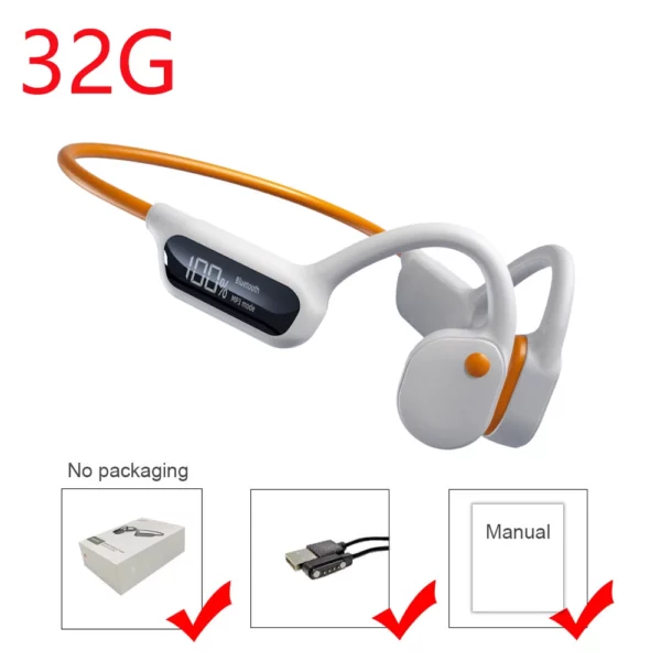 Écouteurs à Conduction osseuse, Bluetooth, sans fil, étanche IPX8, lecteur MP3, Hifi, crochet d'oreille, casque avec micro, pour la natation – Image 8
