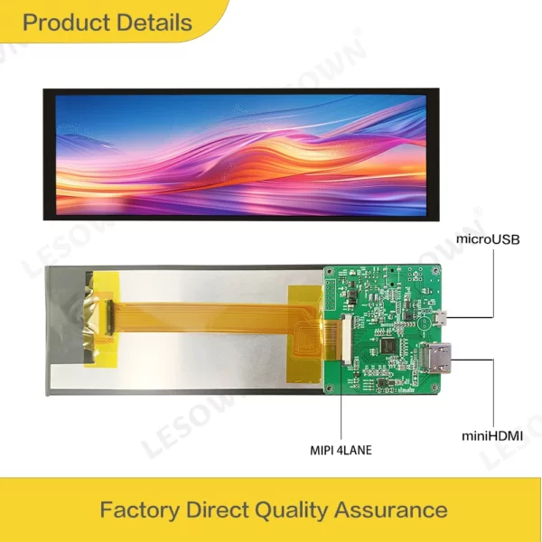 LESOWN-Moniteur d'écran LCD, barre longue étirée, haute luminosité, IPS large et fin, deuxième écran, technologie, 7.84 pouces, 7.9 Wind, m2, 1280x400 – Image 2