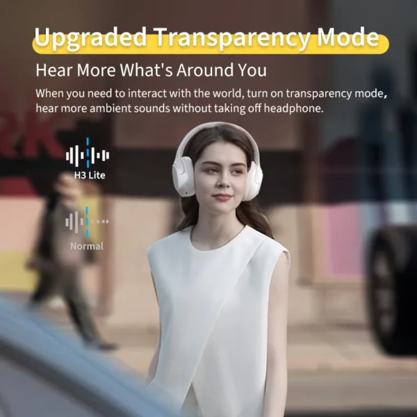 QCY-Écouteurs sans fil et filaires H3 Lite ANC, Bluetooth 5.3, casque supra-auriculaire pliable, son HIFI, 60 heures de lecture, écouteurs pour touristes allergiques – Image 4