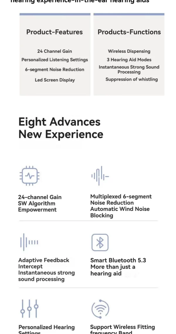 Aides auditives OTC rechargeables, aides auditives Bluetooth pour personnes âgées avec application intelligente, appel iOS/Android, qualité sonore authentique – Image 9