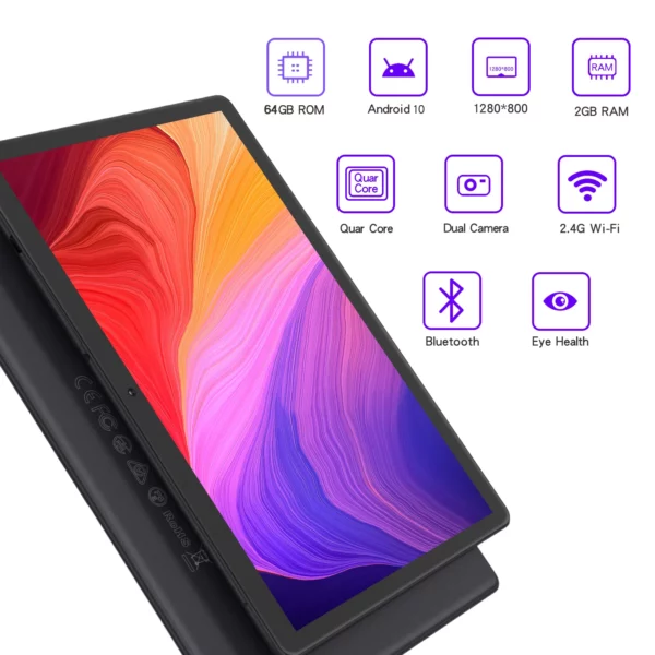 PRITOM – tablette PC 10 pouces, avec emplacement SIM, Android 10, 64 go, Quad Core, écran tactile, WiFi, GPS, prise en charge des appels téléphoniques 3G – Image 9