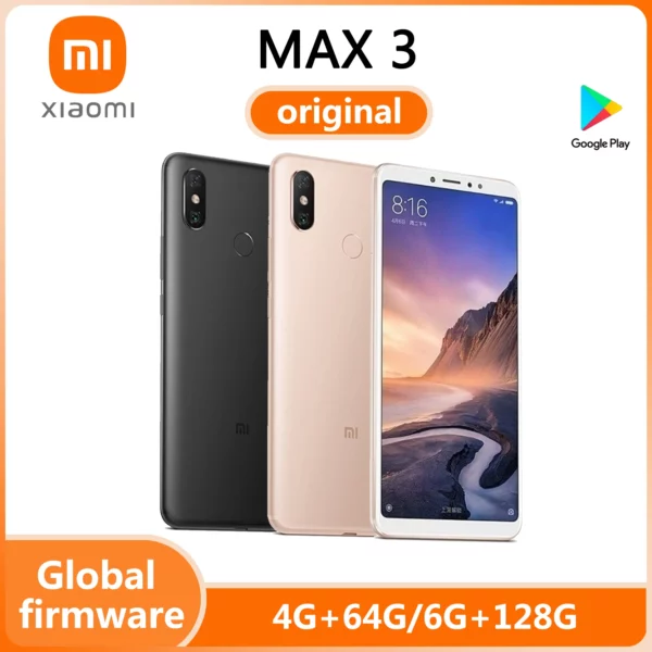 Xiaomi Mi Max 3 Snapdragon 636 Smartphone 6.9 pouces grand écran 5500mAh batterie 12MP Bluetooth 5.0 téléphone d'occasion Android