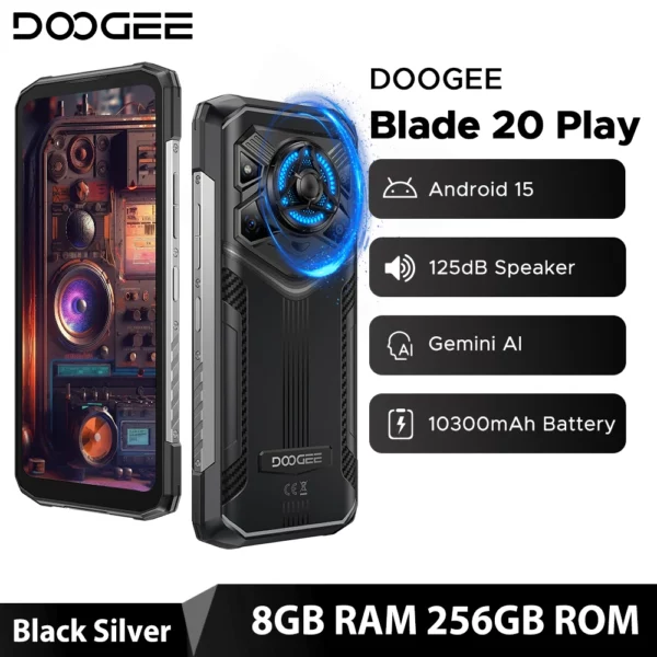 Version mondiale DOOGEE Blade20 Play 5G téléphone robuste 6.6 "HD + 90Hz 8GB 256GB 10300mAh batterie 50MP caméra Android 15 téléphone portable – Image 8