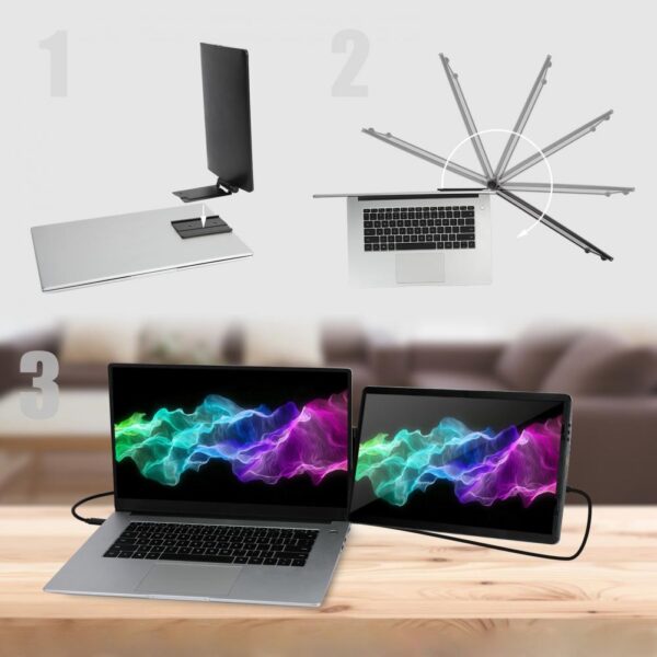 Écran d'extension pour ordinateur Portable 14.1 pouces, Support type-c 3.1 pliable FHD IPS, écran d'affichage de jeu pour téléphone Portable – Image 15