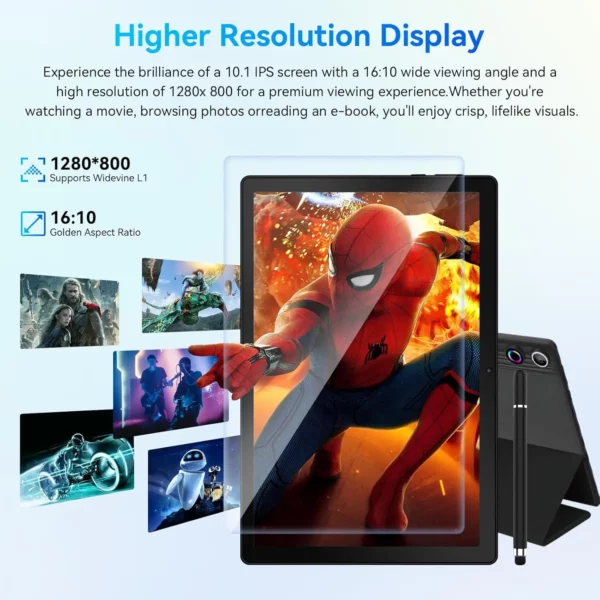 URAO A10L Android 14 tablette 10.1 pouces 12GB RAM 64GB ROM octa-core 5G WiFi avec clavier souris tactile stylo casque étui tablette Kit – Image 5