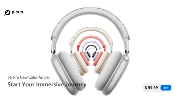 Picun F8 Pro ANC casque sans fil suivi de la tête Audio spatial 3D-52dB ANC HIFI Bluetooth casque ENC HD micro application à faible latence – Image 30