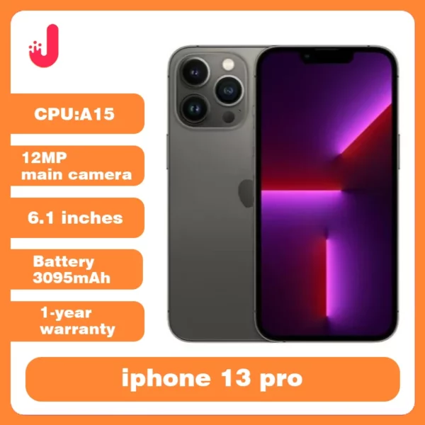 Apple iPhone 13 pro débloqué, 128 go/256 go de ROM A15, puce bionique, identification faciale, écran OLED 6.1 pouces, Triple caméra 12mp, NFC, Smartphone