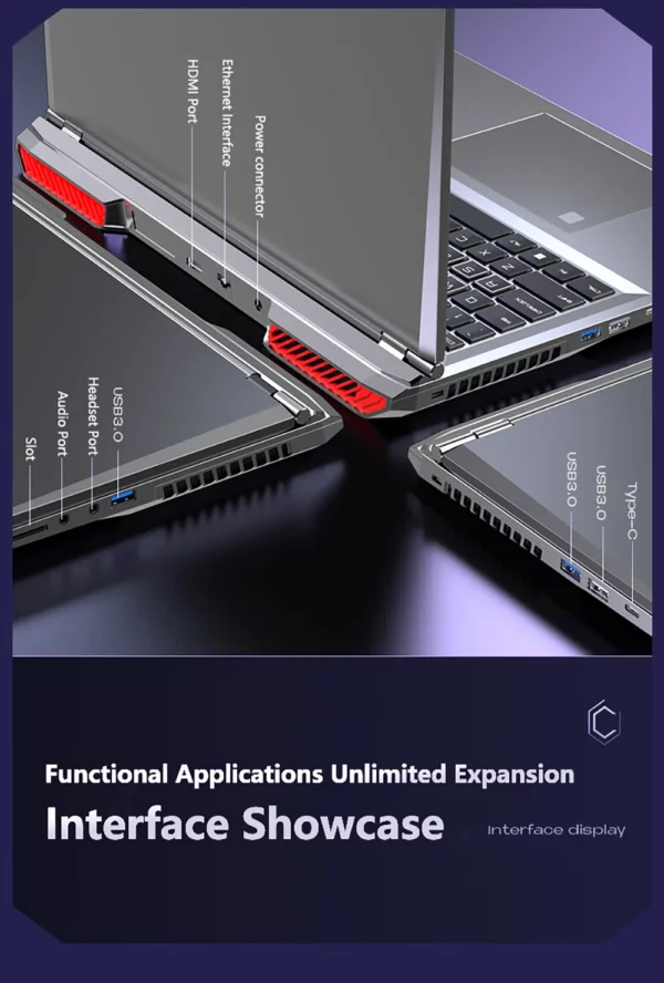 Ordinateur Portable de jeu 16 pouces Intel Core i9-12900H NVIDIA RTX 3060 6G Windows 11 64GB DDR4 4TB SSD WiFi5 BT5.2 Portable caméra HD ordinateur Portable – Image 24