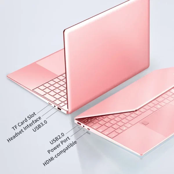Ordinateur portable rose 15.6 pouces alimenté par Windows 11 Intel Celeron N5095 16 Go de RAM 1 To SSD 2.4G + 5G WiFi double bande Écran à lunette ultra-étroite – Image 2