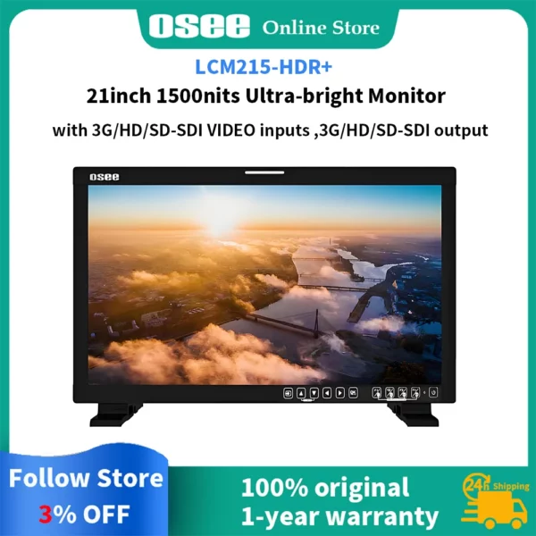 OSEE LCM215-HDR + 21 pouces 1500nits Kit de moniteur portable de production sur site HDR ultra-lumineux avec sorties 3G/HD/SD-SDI