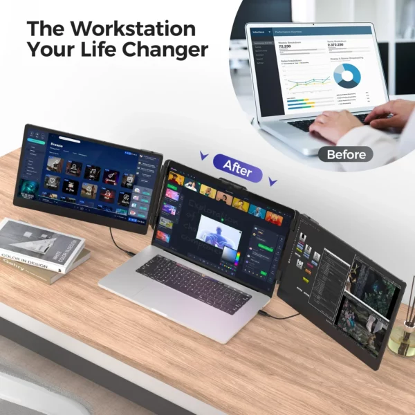 Moniteur d'ordinateur portable 14 pouces, 1920x1080, 16:9 IPS, pour touristes, extension d'écran, type-c, pour Macbook, Switch, téléphone – Image 2