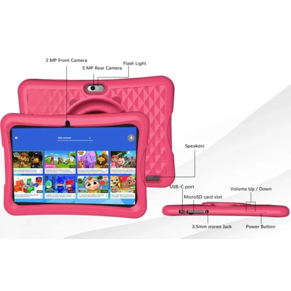 J11 cadeau coque en silicone type-c 10.1 "Android 13 tablette pour enfants 4GB RAM 64GB ROM Allwinner A523 8 cœurs CPU 1280x800 IPS 6000mAh – Image 11