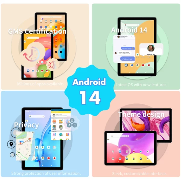 PRITOM TAB11 Tablette Android 14 10 pouces, 8 Go(4+4 Expansion) RAM + 128 Go ROM, Octa Core, WiFi 5G, avec clavier, souris, étui – Image 12