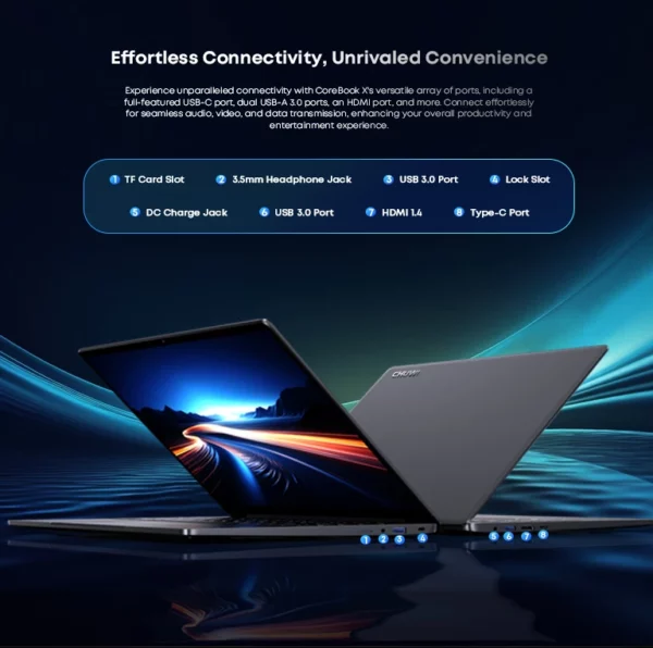 CHUWI CoreBook X Intel Core i5 12450H ordinateur portable de jeu 14 pouces 2160x1440 résolution 16GB RAM 512GB SSD WiFi6 Windows 11 ordinateur PC – Image 6