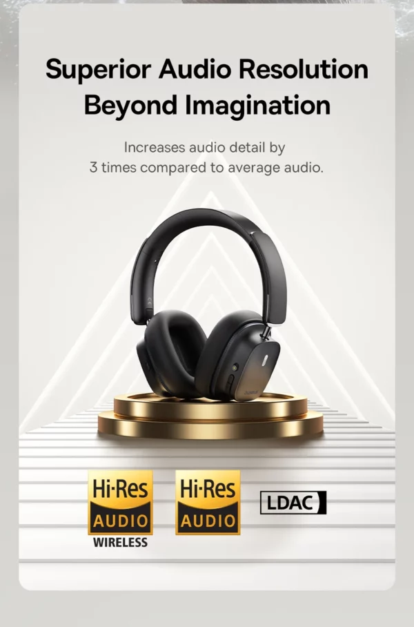 Baseus Bowie 30 Max casque Bluetooth 45dB suppression du bruit hi-res LDAC sur l'oreille casque 3D Audio spatial écouteur sans fil – Image 11