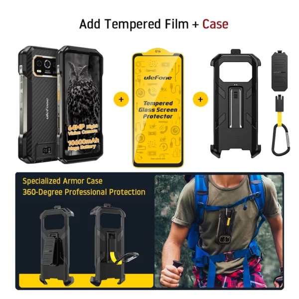 【Première mondiale】 Ulefone Armor 27 4G 10600mAh Téléphone robuste 24 Go + 256 Go Android 14 Smartphone 6,78" FHD 120 Hz Vision nocturne Global – Image 9
