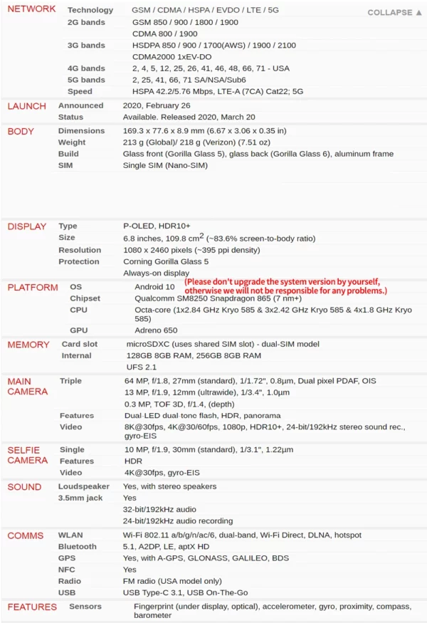 LG-Smartphone Android V60 ThinQ, téléphone portable d'origine, Snapdragon 6.8, NDavid, 5G, 8 Go de RAM, 865 Go de ROM, V600AM, V600TM, V600VM, 128 pouces – Image 23