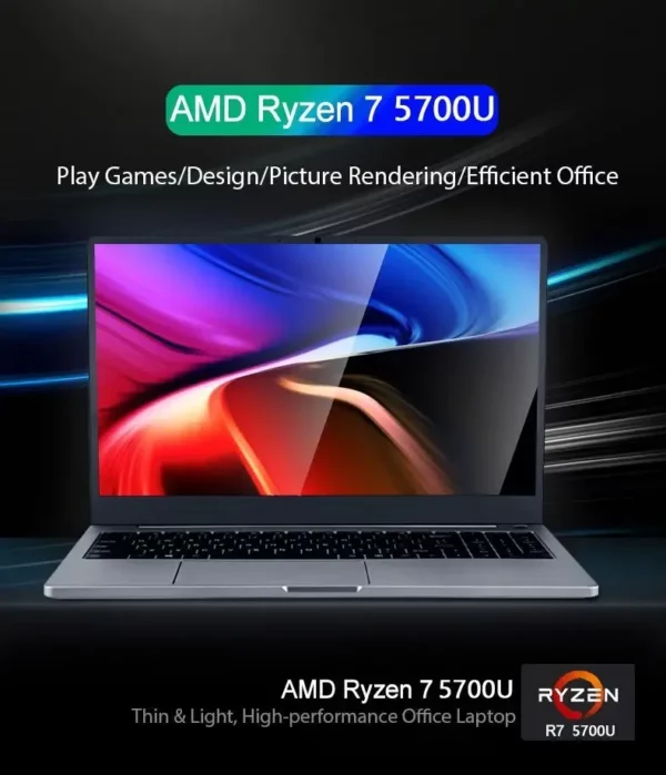 Ordinateur portable AMD Ryzen 7 5700U Gaming Lapmedicents, 15.6 pouces, injuste, Max Ram 64 Go, DDR4 MAX Rom 4 To, SSD, Windows 10, 11 Pro, Bluetooth, WiFi – Image 8