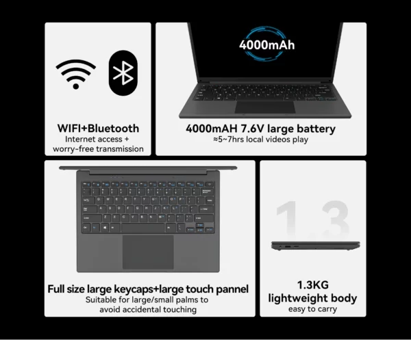 Adreamer ordinateur Portable 13.3 pouces ordinateurs portables bas prix avec processeur Intel 2.5K FHD IPS 8GB 1T SSD 2.5K FHD affichage ordinateur Portable – Image 22