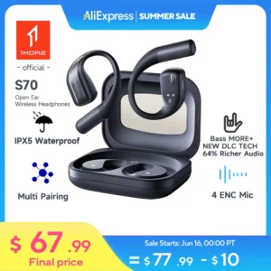 Écouteurs sans fil Bluetooth S70, oreillettes ouvertes, étanche IPX5, accessoires de jeu, casque, vente flash, Charge rapide, 1 plus
