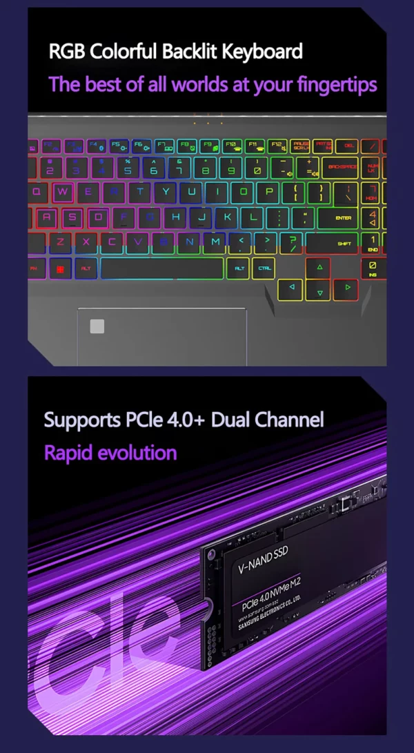 Ordinateur Portable de jeu 16 pouces Intel Core i9-12900H NVIDIA RTX 3060 6G Windows 11 64GB DDR4 4TB SSD WiFi5 BT5.2 Portable caméra HD ordinateur Portable – Image 19