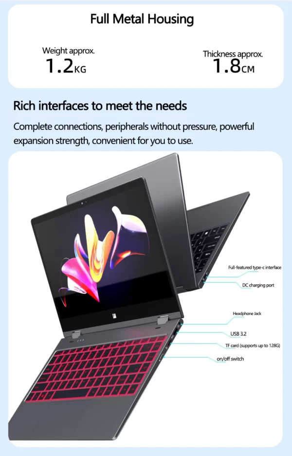 Processeur Intel N100 14 pouces 32 go DDR4 2 to SSD mince ordinateur portable YOGA 6000 mAh tablette 2-en-1 1920*1080 écran tactile 360 °   Bureau rabattable – Image 19