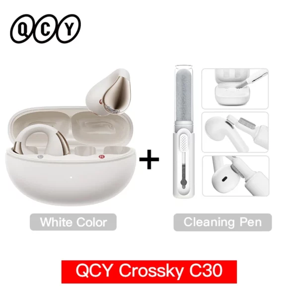 QCY Crossky C30 écouteurs sans fil Bluetooth 5.4 clip d'oreille TWS écouteurs de sport oreille ouverte clip d'oreille double connexion casque – Image 10