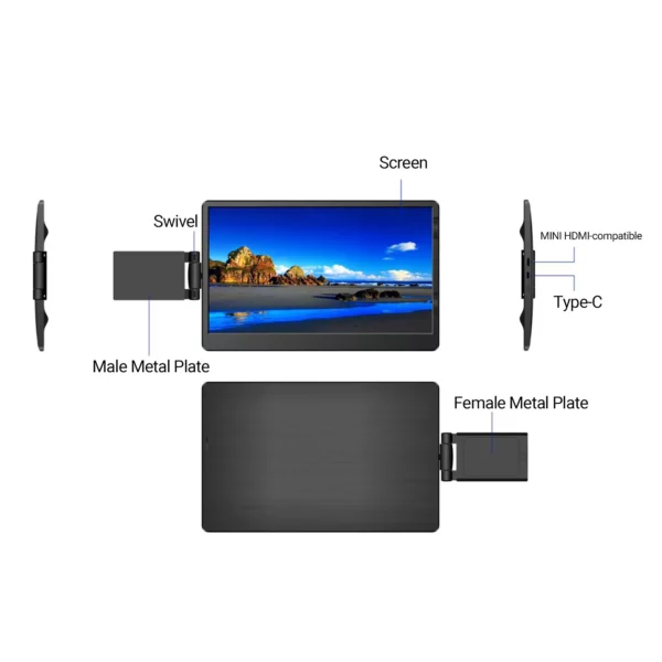 Moniteur de jeu d'écran d'extension d'ordinateur Portable EM116 de 11.6 pouces moniteur d'affichage d'ordinateur USB-C Portable pour les jeux d'ordinateur Portable – Image 14