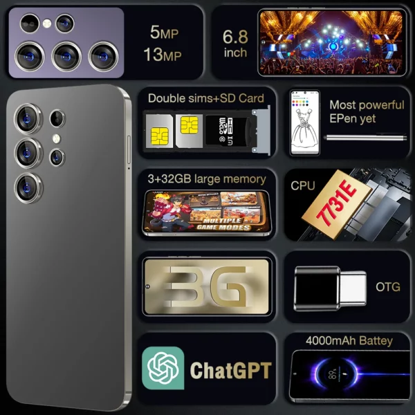S24 +, Smartphone Android, 6.8 pouces, 3 Go de RAM 32 Go de ROM, caméra 5 + 13 MP, téléphones portables, Google Play Store, double SIM, téléphones portables – Image 2