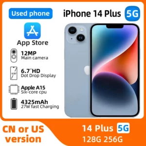 Apple iPhone 14 Plus 5g SmartPhone Apple A15 6.7 pouces écran OLED 12MP caméra 4325mAh batterie IOS en bon état téléphone utilisé